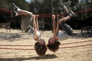 Children playing on rope