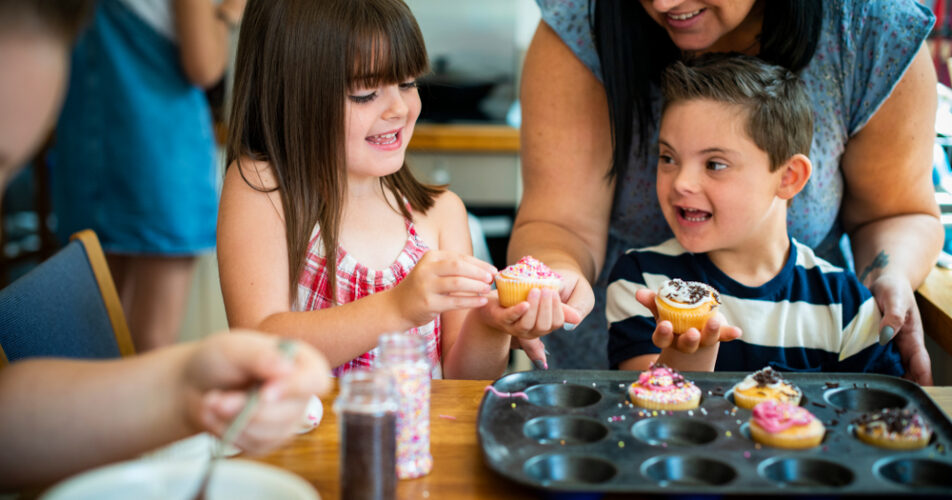 Foster Family making cupcakes