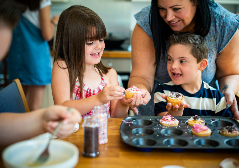 Foster Family making cupcakes